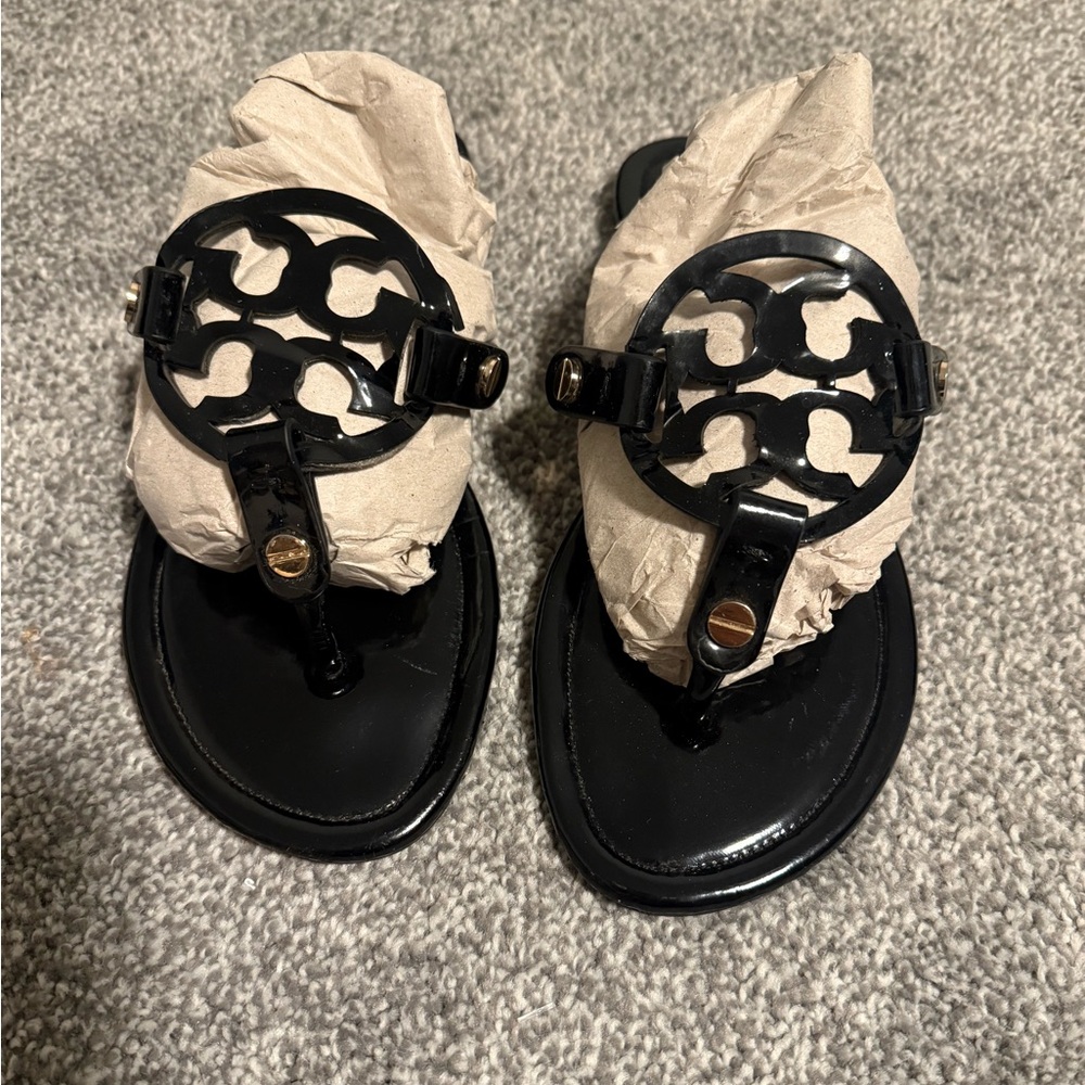 Tory Burch black patent leather sandal
